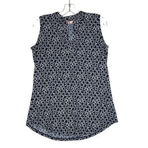 SJS Pullover Sleeveless Top White Black Stretch Career Casual Medium